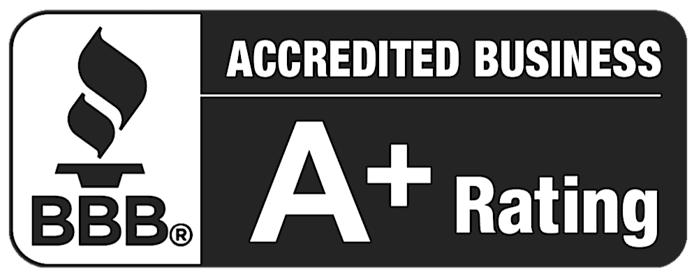 Better Business Bureau A+ Accredited Business logo and badge for trusted services.